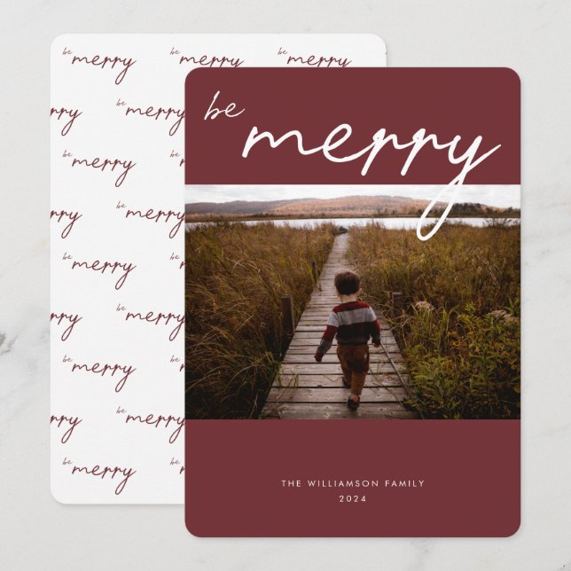 Navidades de caligrafía moderna Tarjeta de vacacio (Anverso / Reverso)