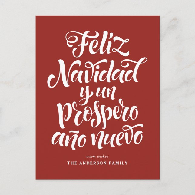 Navidades de caligrafía Red Feliz Navidad (Anverso)