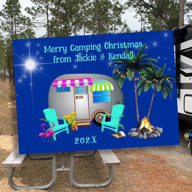 Navidades de camping tropicales tarjetas de remolq (Subido por el creador)