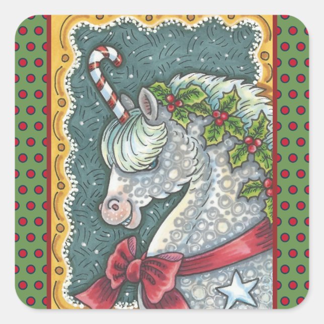 NAVIDADES DE CAÑA DE CANDIDAS UNICORN, PEGATINAS D (Anverso)