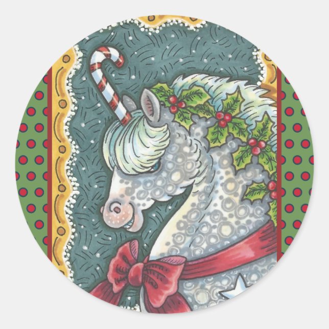 NAVIDADES DE CAÑA DE CANDIDAS UNICORN, PEGATINAS D (Anverso)