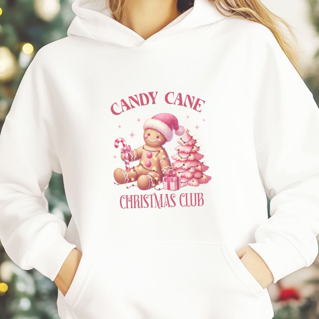 Navidades de caña de caramelos (Girls Christmas Hoodie White , Candy Cane Cristmas Club, Pink Christmas)