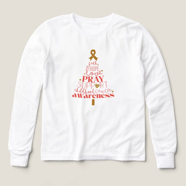 navidades de cáncer infantil Chicas Long Sleeve (Diseño frontal)