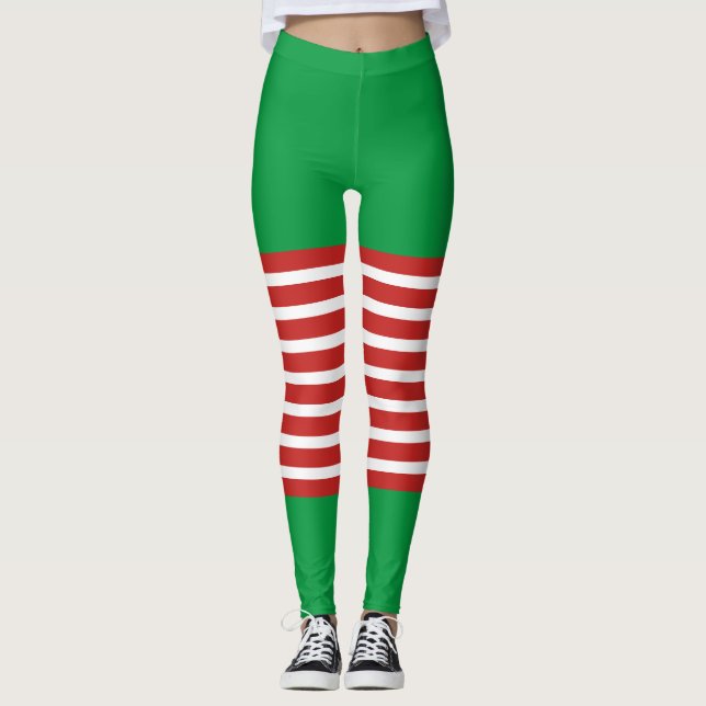 Navidades de Candy Cane de Holiday Elf Leggings (Anverso)