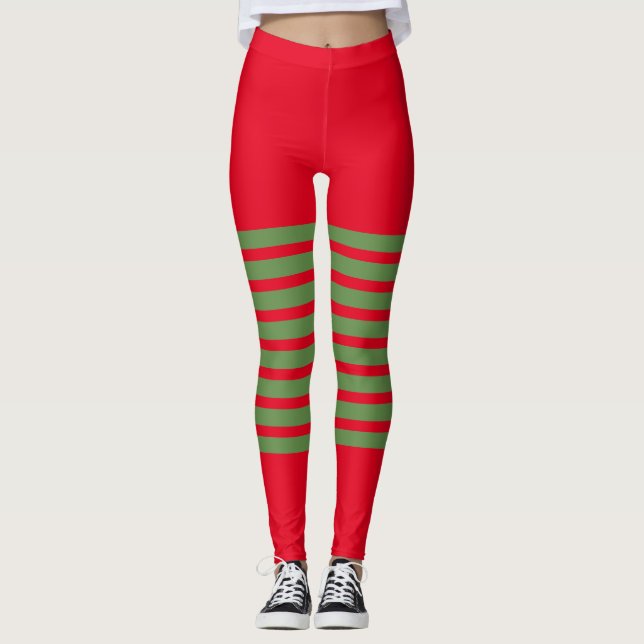 Navidades de Candy Cane de Holiday Elf Leggings (Anverso)