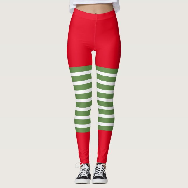 Navidades de Candy Cane de Holiday Elf Leggings (Anverso)