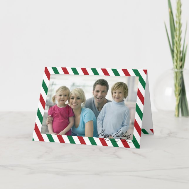 Navidades de Candy Cane Foto Tarjeta de Saludo (Anverso)