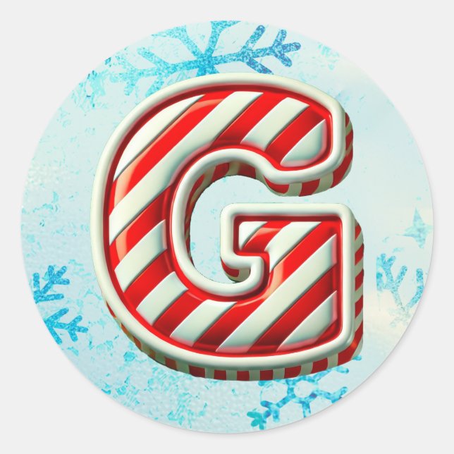 Navidades de Candy Cane Pegatina "G", franjas fest (Anverso)