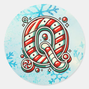 Navidades de Candy Cane Pegatina "Q", franjas fest