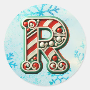 Navidades de Candy Cane Pegatina "R", franjas fest