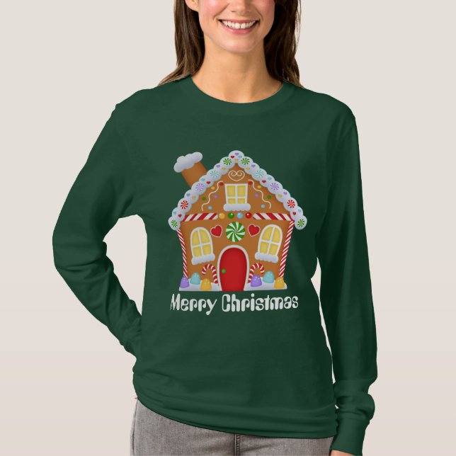 Navidades de casa de jengibre camiseta femenina (Anverso)