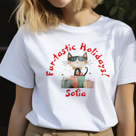 Navidades de Cat Lovers Alegría nombre camiseta