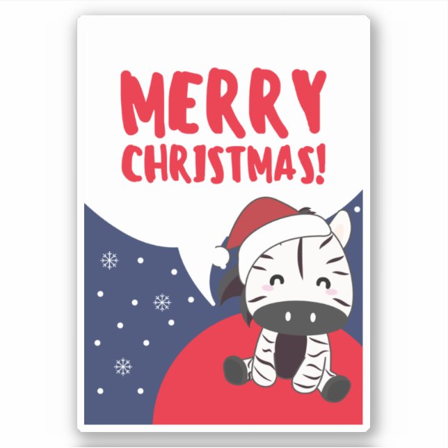 Navidades de cebra Pegatina de animales de inviern (Anverso)