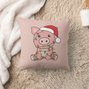 Navidades de cerdo Cojín decorativo de cerdos de a