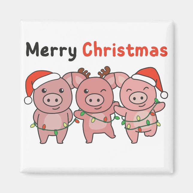 Navidades de cerdos cuelgan cerdos de imán navideñ (Frente)