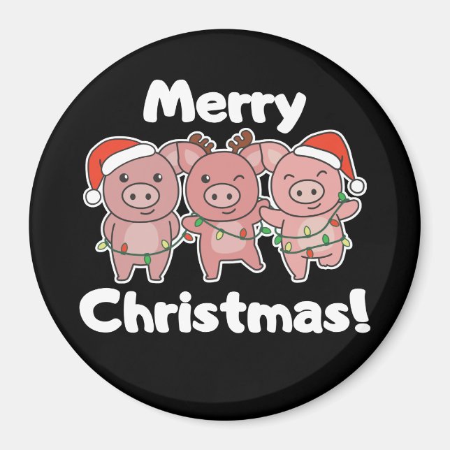 Navidades de cerdos cuelgan cerdos de imán navideñ (Frente)