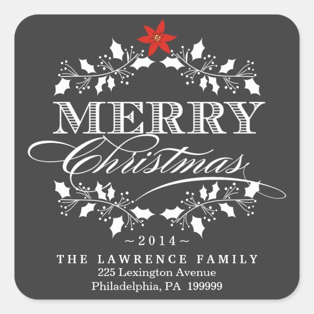 Navidades de Chalkboard Pegatinas de direcciones H (Anverso)