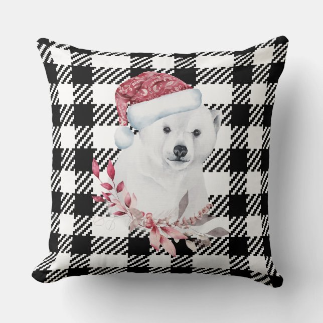 Navidades de cheques negros/blancos almohada de os (Anverso)