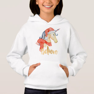 Navidades de chica Unicorn cree sudadera encapucha