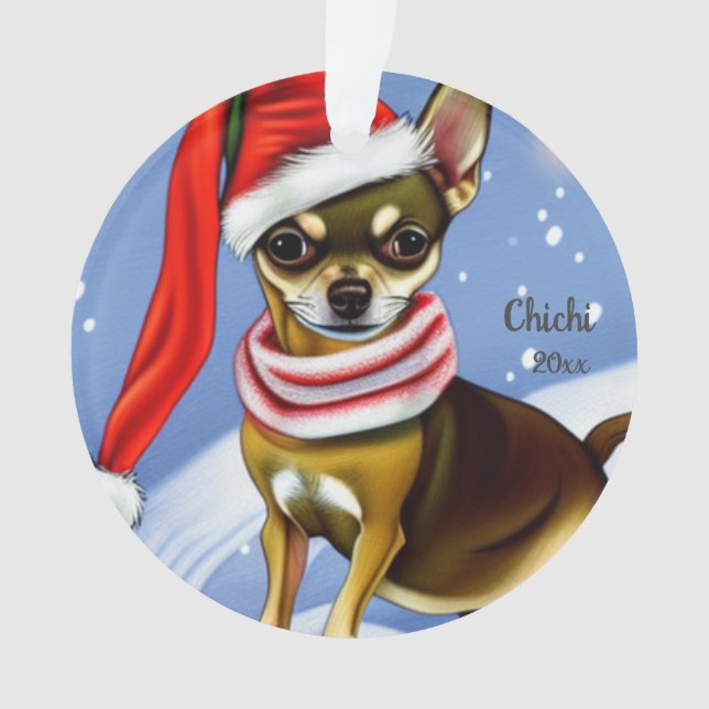 Navidades de Chihuahua, ornamento de perro de Sant (Anverso)