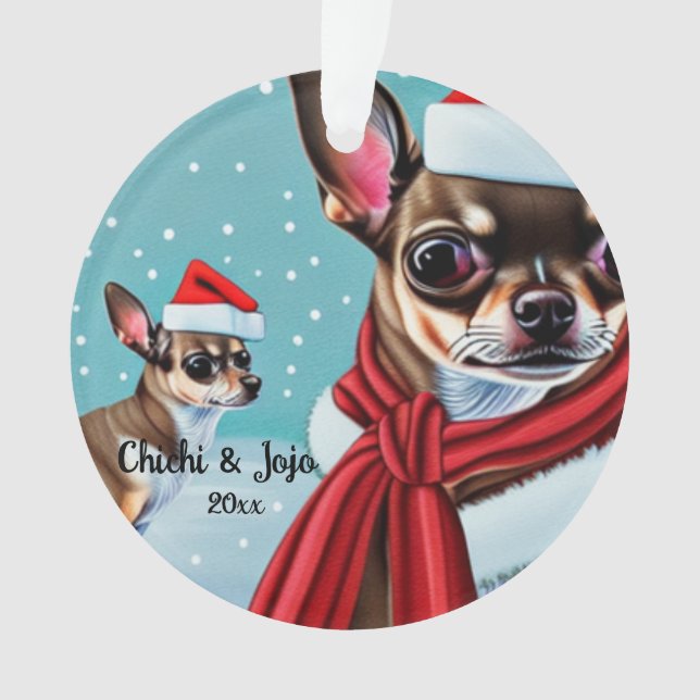 Navidades de Chihuahua, ornamento de perro de Sant (Anverso)