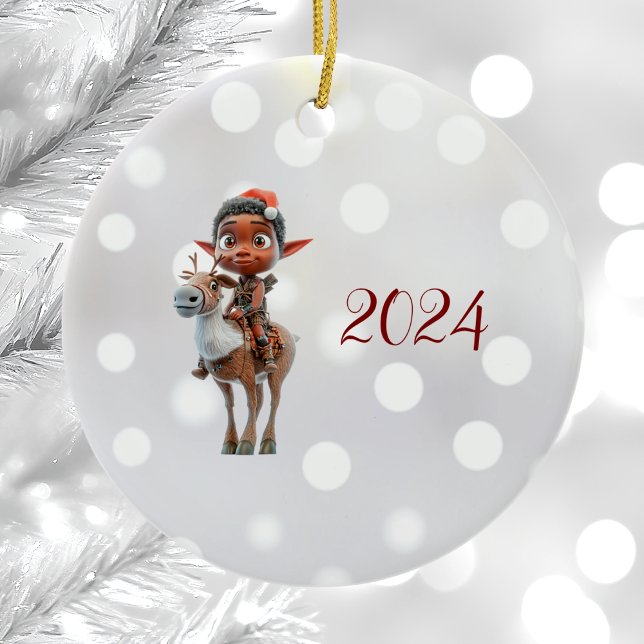 Navidades de ciclismo de renos ornamento cerámico  (Subido por el creador)