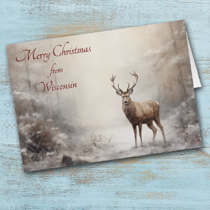 Navidades de ciervos forestales con tarjeta Wiscon