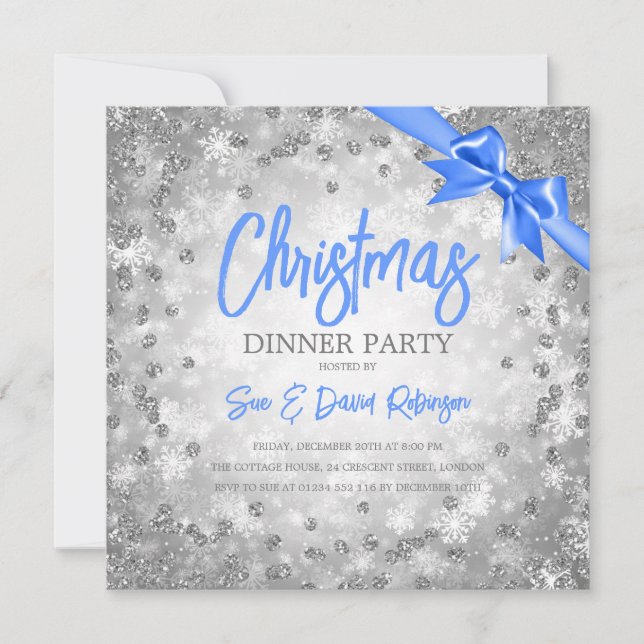 Navidades de cinta azul Purpurina de diamantes de  (Anverso)