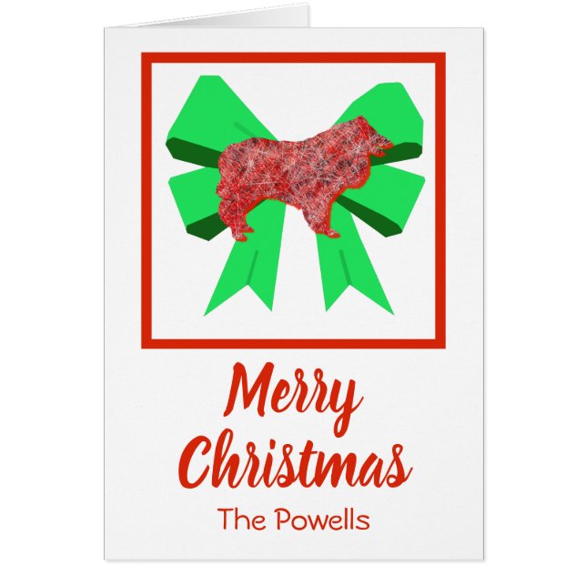 Navidades de Collie Rough Navidades Perro y Bow Ve (Frente)