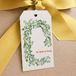 Navidades de color de agua verde etiqueta de regal