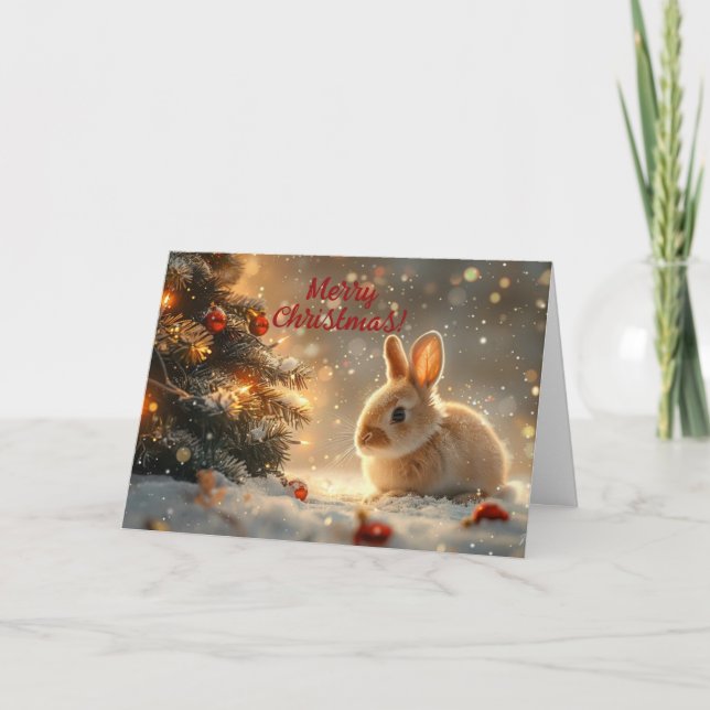 Navidades de conejitos de nieve con tarjeta de fel (Anverso)