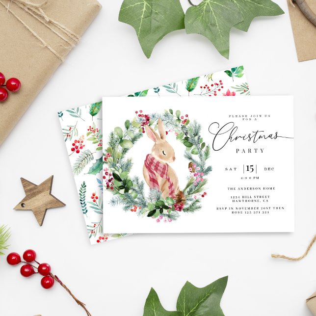 Navidades de Conejo de Cerezo elegante invitación  (Subido por el creador)