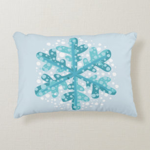 Navidades de copo de nieve azul y almohada de invi