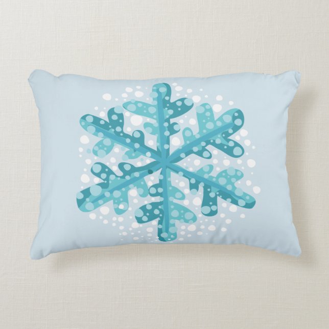 Navidades de copo de nieve azul y almohada de invi (Anverso)