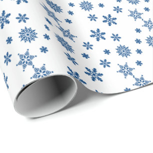 Navidades de copos de nieve azul Papel de envolvim