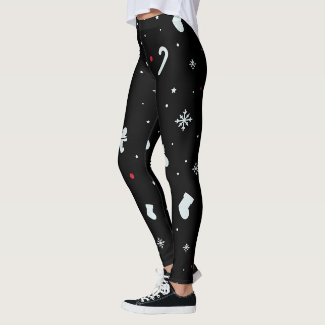 Navidades De Copos De Nieve Blancos Leggings Para  (Izquierda)