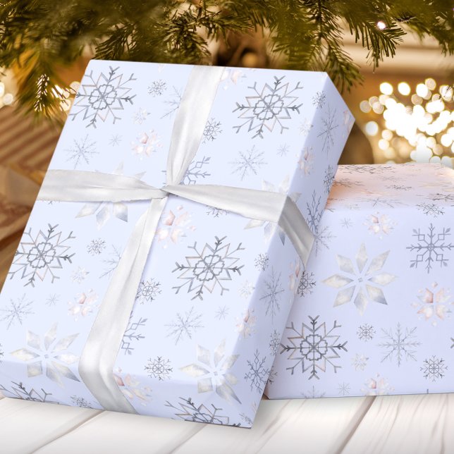 Navidades de copos de nieve envueltos con papel (Winter Snowflakes Christmas Wrapping Paper)
