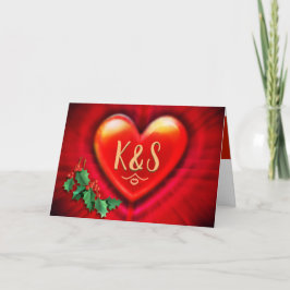 Navidades de corazón rojo personalizado de tarjeta