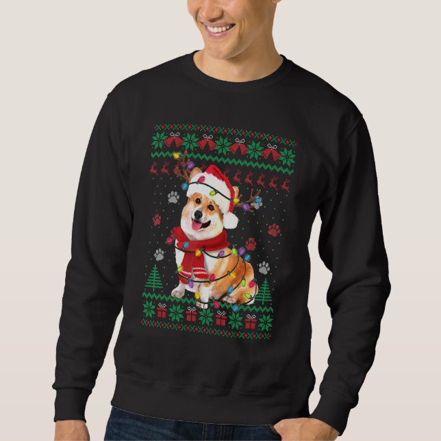 Navidades de Corgi iluminan suéter feo de Santa Do (Anverso)