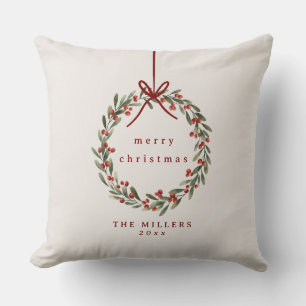Navidades de corona con Cojín decorativo de arco r