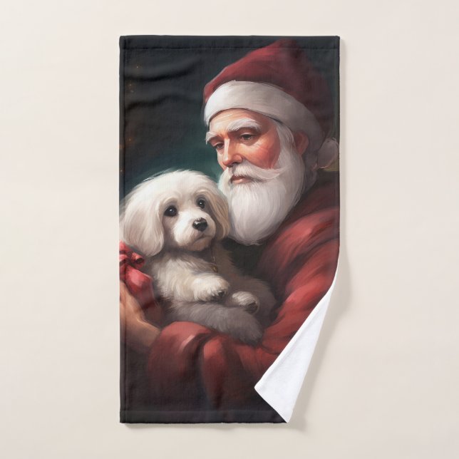 Navidades De Cotton De Tulear Con Santa Claus (Toalla de mano)