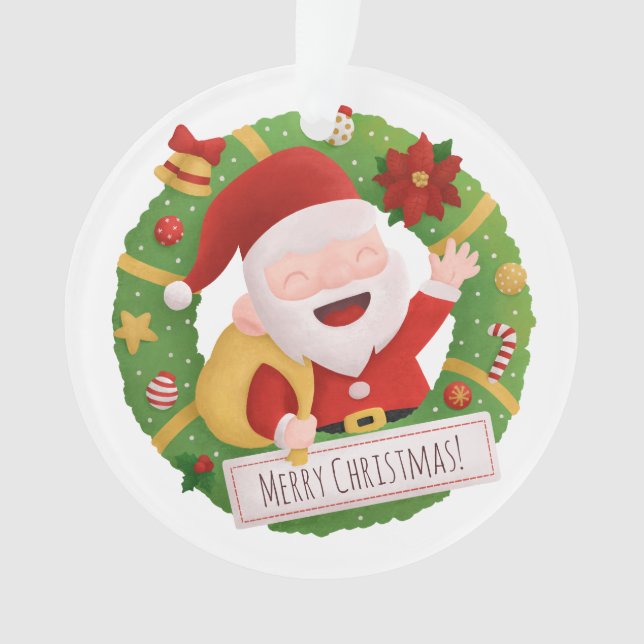Navidades de Cute Jolly Santa Claus ornamento de g (Anverso)