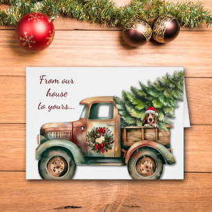 Navidades de Cute Retro Truck Basset Hound