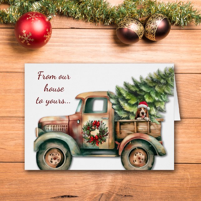 Navidades de Cute Retro Truck Basset Hound (Subido por el creador)