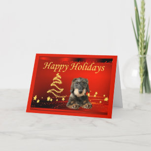 Navidades de Dachshund con estrellas de tarjetas