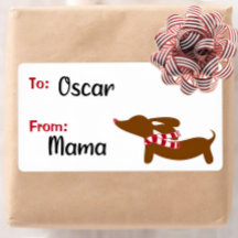 Navidades de Dachshund Deseos Cálidos Etiquetas de