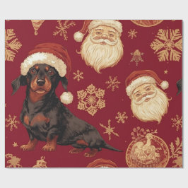 Navidades de Dachshund envolviendo papel