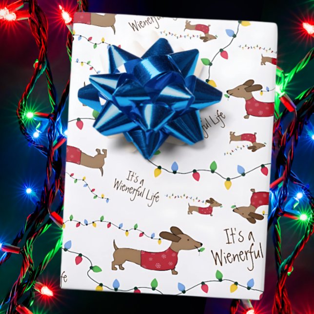 Navidades de Dachshund Envuelven Variedad de Papel (It's a wienerful life sausage dog themed gift wrapping paper)