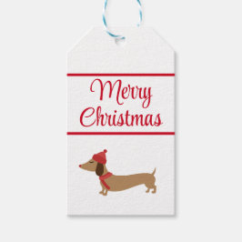 Navidades de Dachshund Etiquetas de regalo blancas