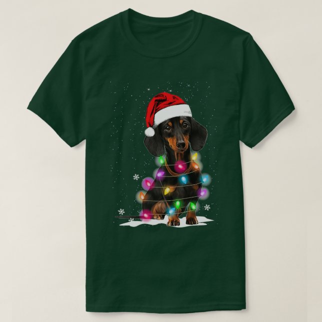 Navidades De Dachshund Iluminan Con Suéter De Niev (Diseño del anverso)